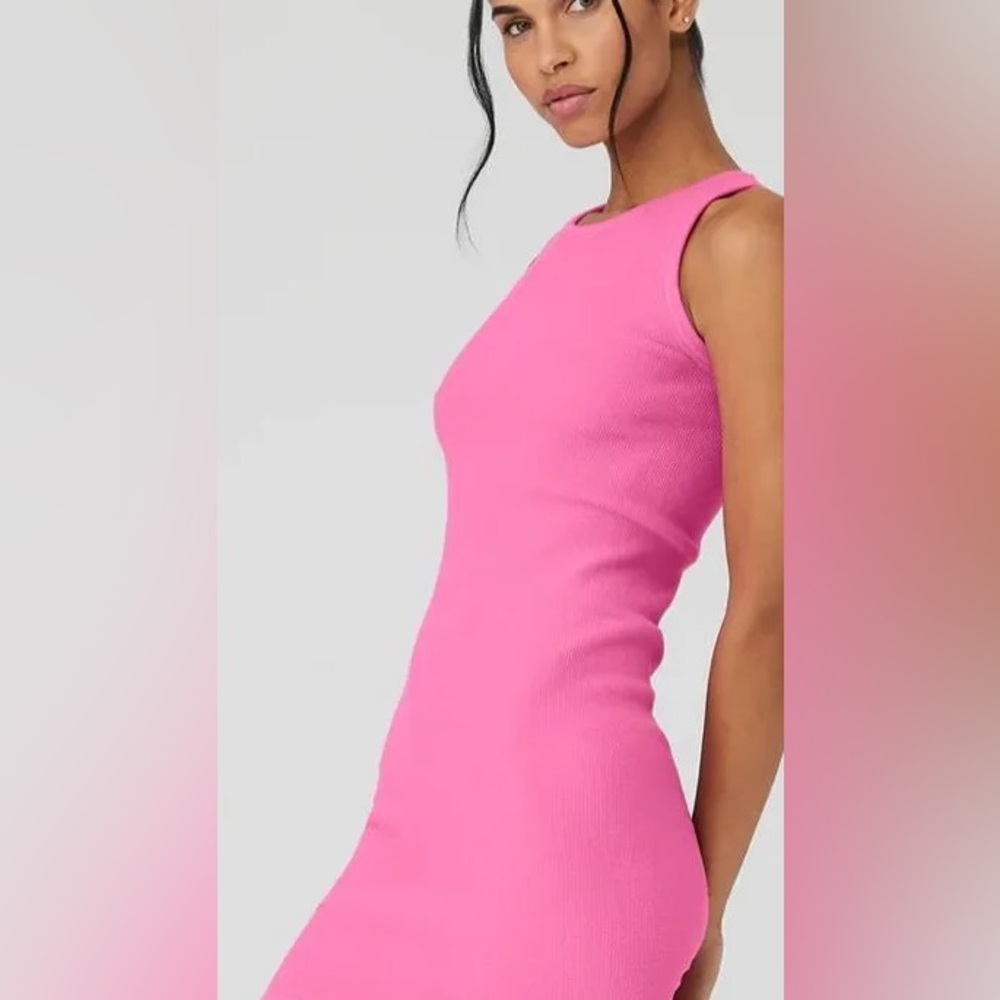 ALO Yoga Pink Ribbed Halter Mini Dress Small S